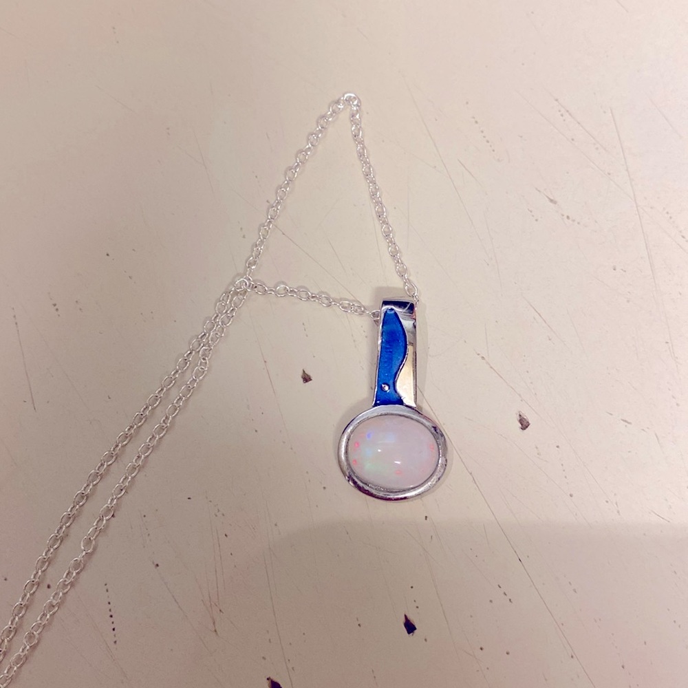 Genuine Opal sterling silver necklace
